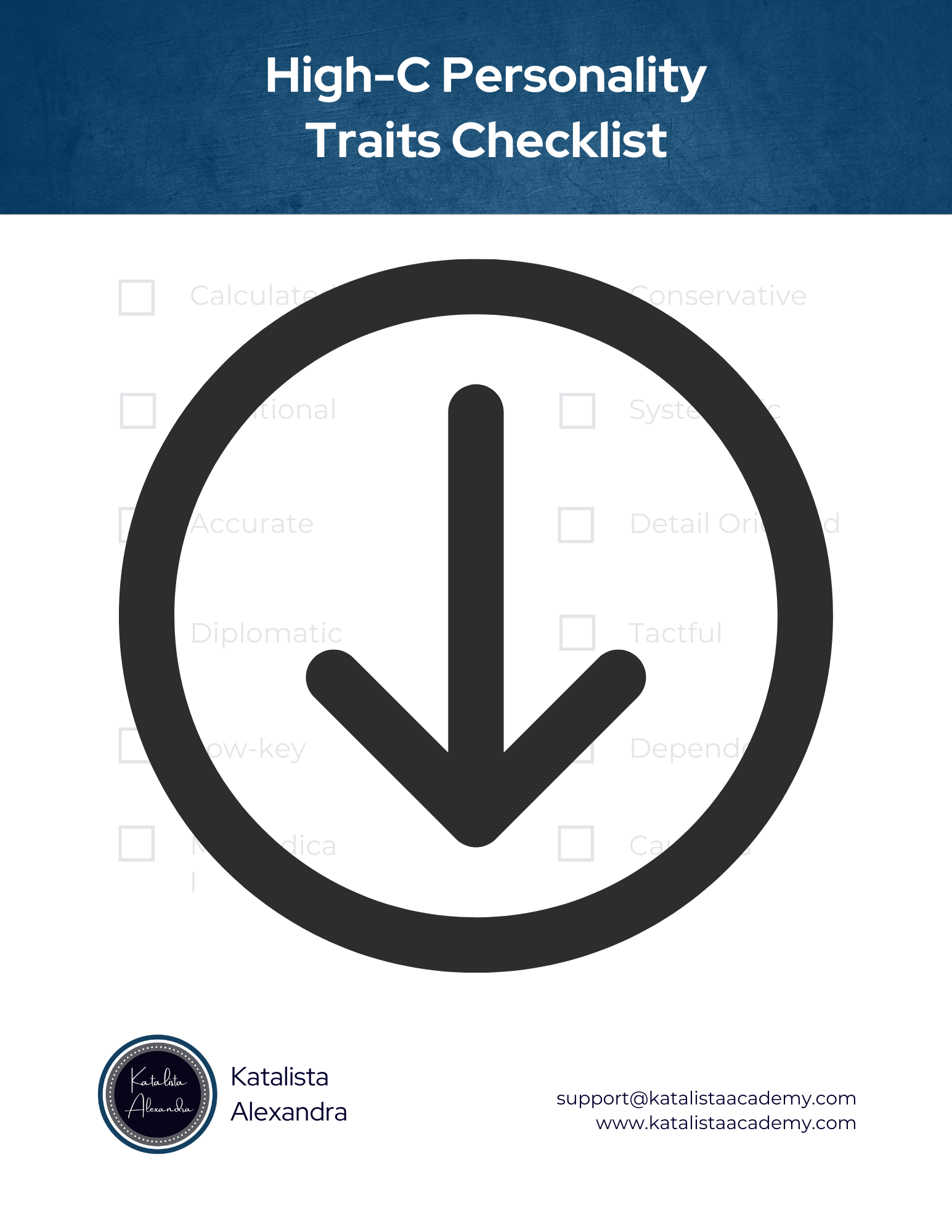 Katalista Academy DISC High C Traits Checklist